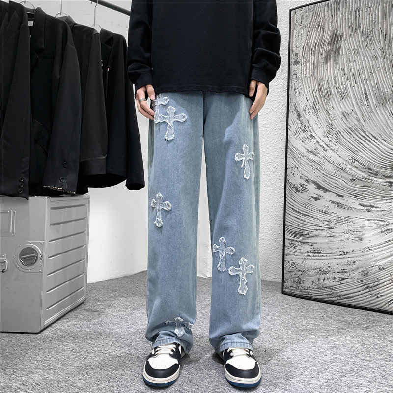 Men'S Fashion For 70 Year Old - Jean pour homme à imprimé croisé,