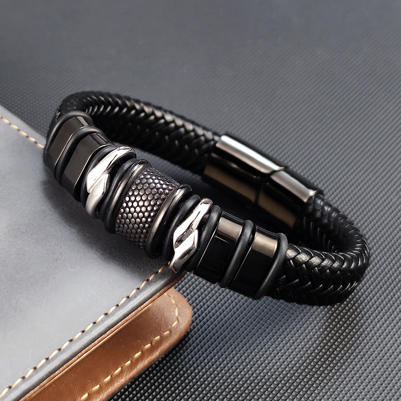 Mens Fashion Combination - Bracelet en cuir pour hommes, nouveau