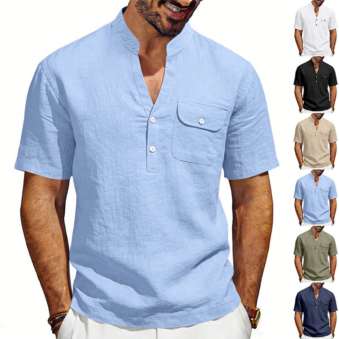 Linen Shirt Summer - Chemise Henley décontractée d'été en lin