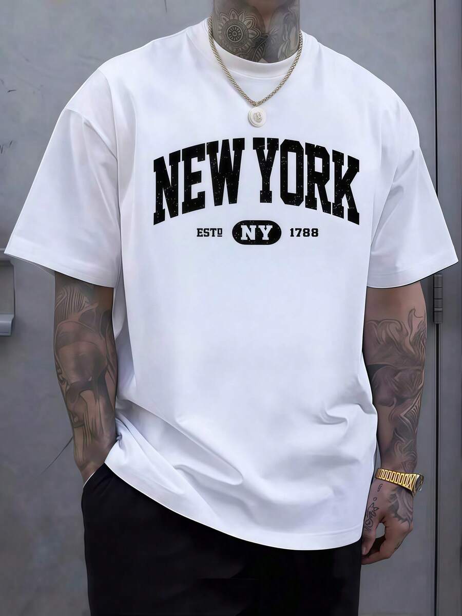 York Men'S Fashion - 1pc T-shirt blanc pour homme avec