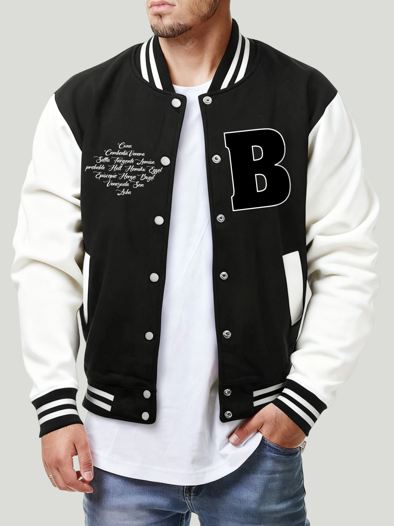 Mens Fashion Baseball Jersey - Lettre B divers endroits imprimer hommes