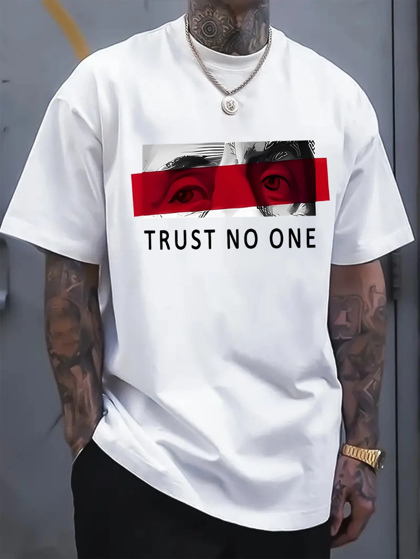 Mens Fashion Combination - T-shirt imprimé tendance pour homme, coupe