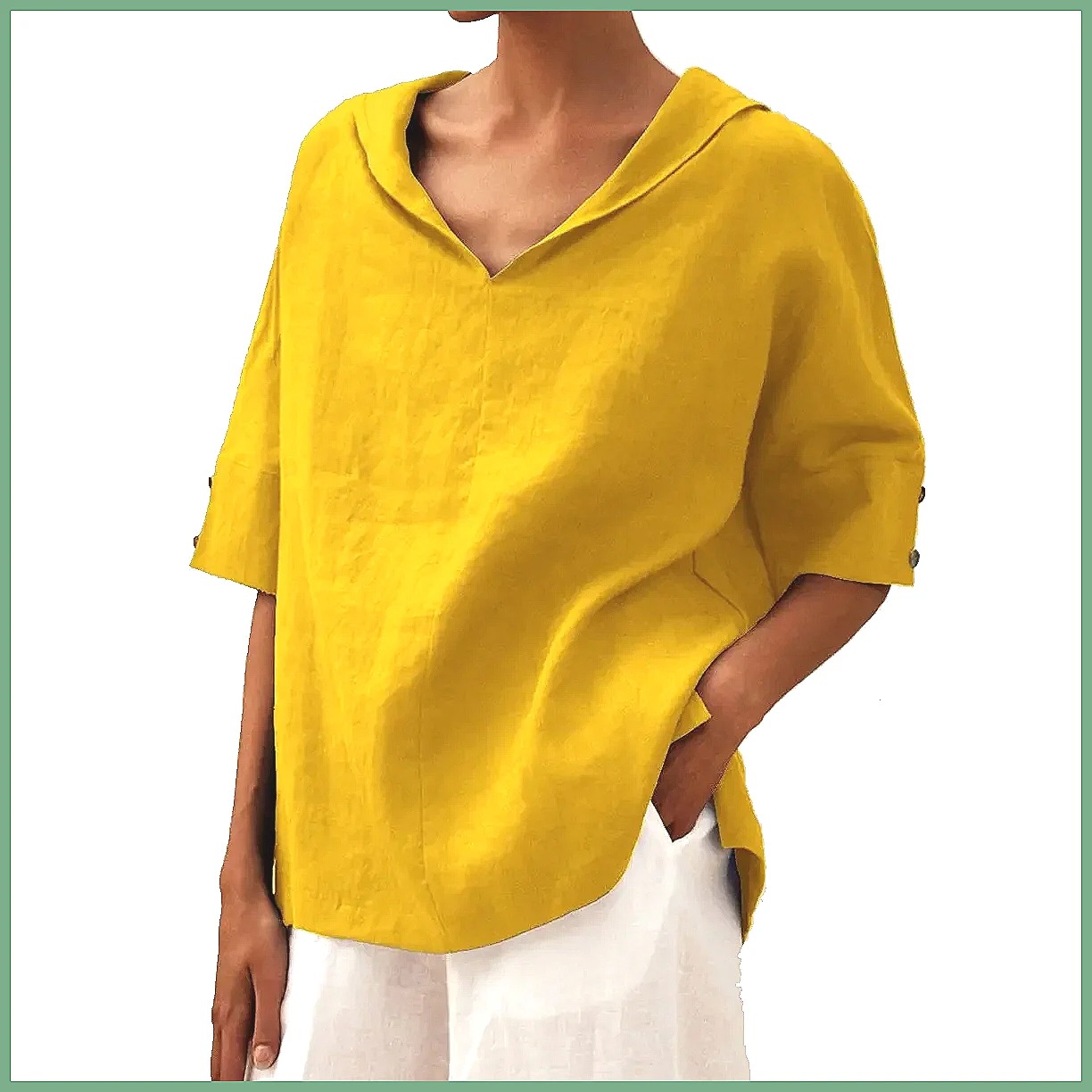 Linen Shirt Summer - Chemisier ample en coton et lin