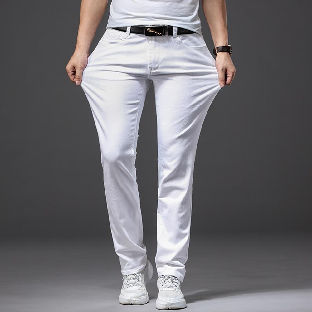 Jean blanc élastique pour homm - Men'S Fashion For 70 Year Old avis et prix