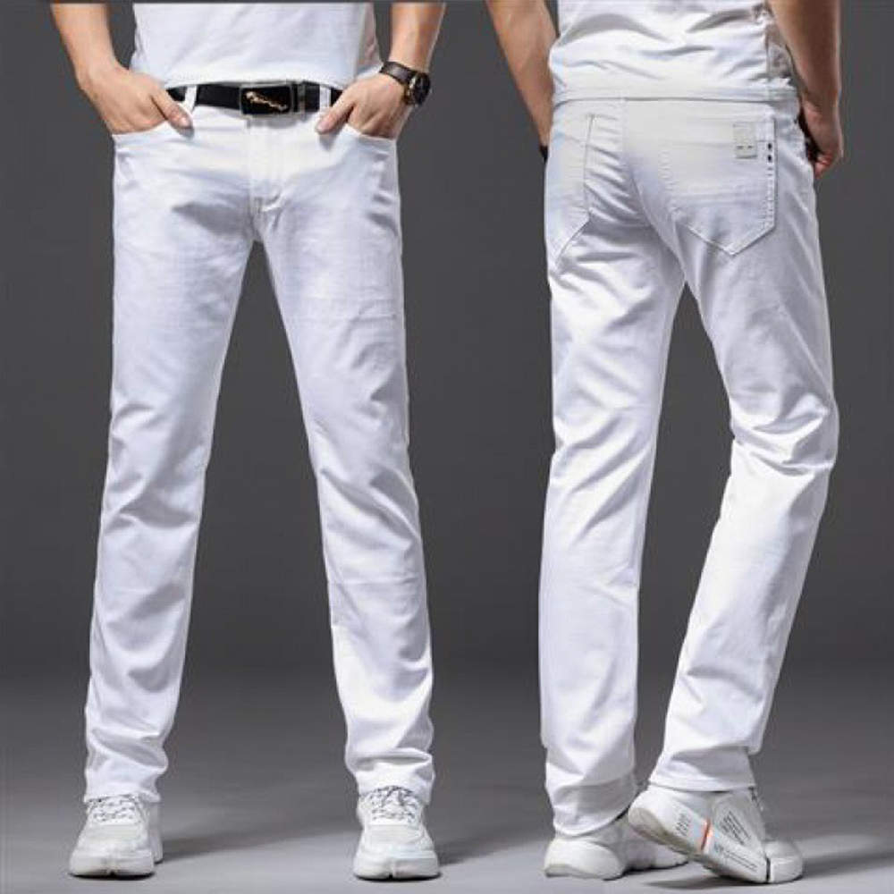 Jean blanc élastique pour homm - Men'S Fashion For 70 Year Old avis et prix