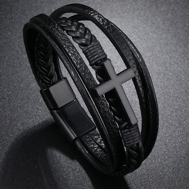 Bracelet croisé en cuir pour h - Mens Fashion Combination avis et prix