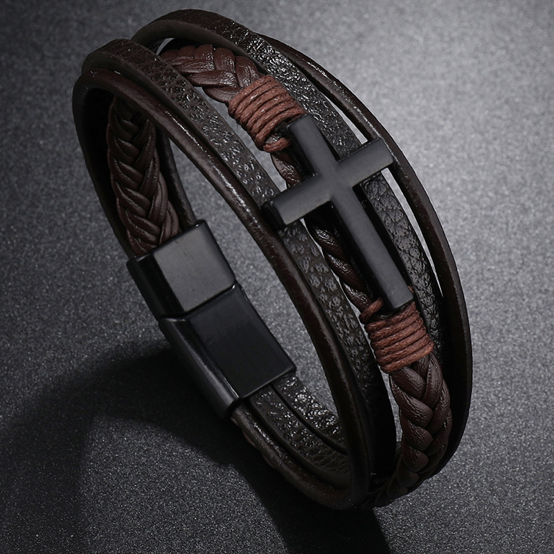 Bracelet croisé en cuir pour h - Mens Fashion Combination avis et prix