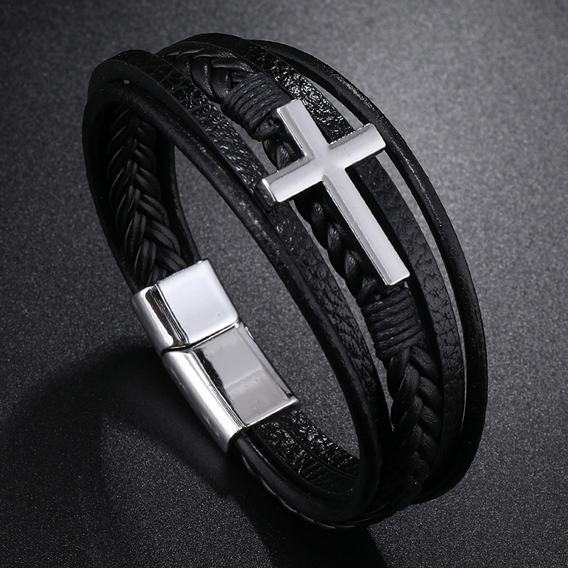 Bracelet croisé en cuir pour h - Mens Fashion Combination avis et prix