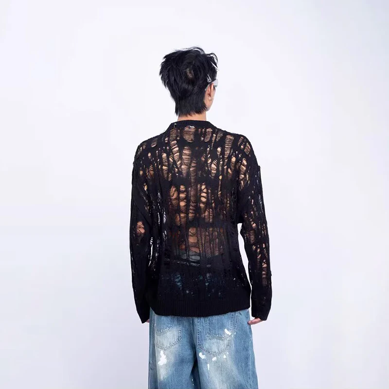 Vintage déchiré évider maille  - Mens Fashion Mullet avis et prix