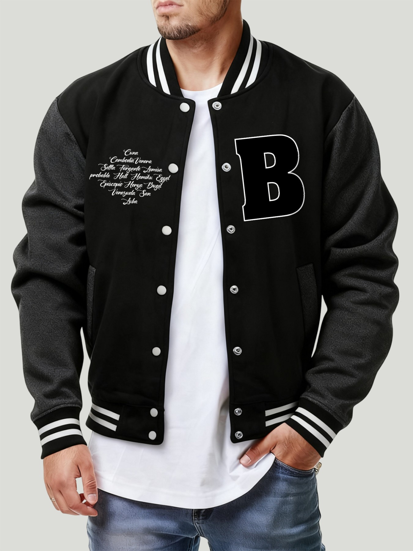 Lettre B divers endroits impri - Mens Fashion Baseball Jersey avis et prix
